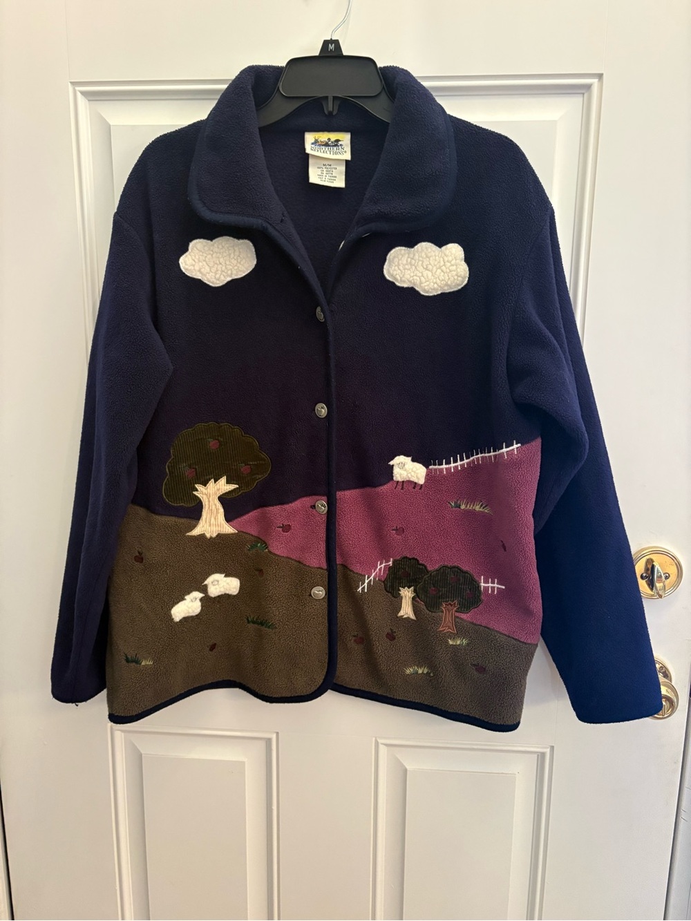 Northern Reflections Navy Kids' Fleece Jacket with Pastoral Appliqués